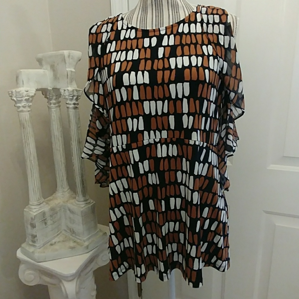 Alfani Cold Shoulder Printed Tunic